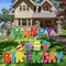 17 Piece Happy Birthday Yard Signs, 16 Inch Letters, Lawn Signs with Stakes, Waterproof, Multicolor, Contemporary Style, Birthday Theme, DECORATIVE SIGN, Ground Mount, Signs